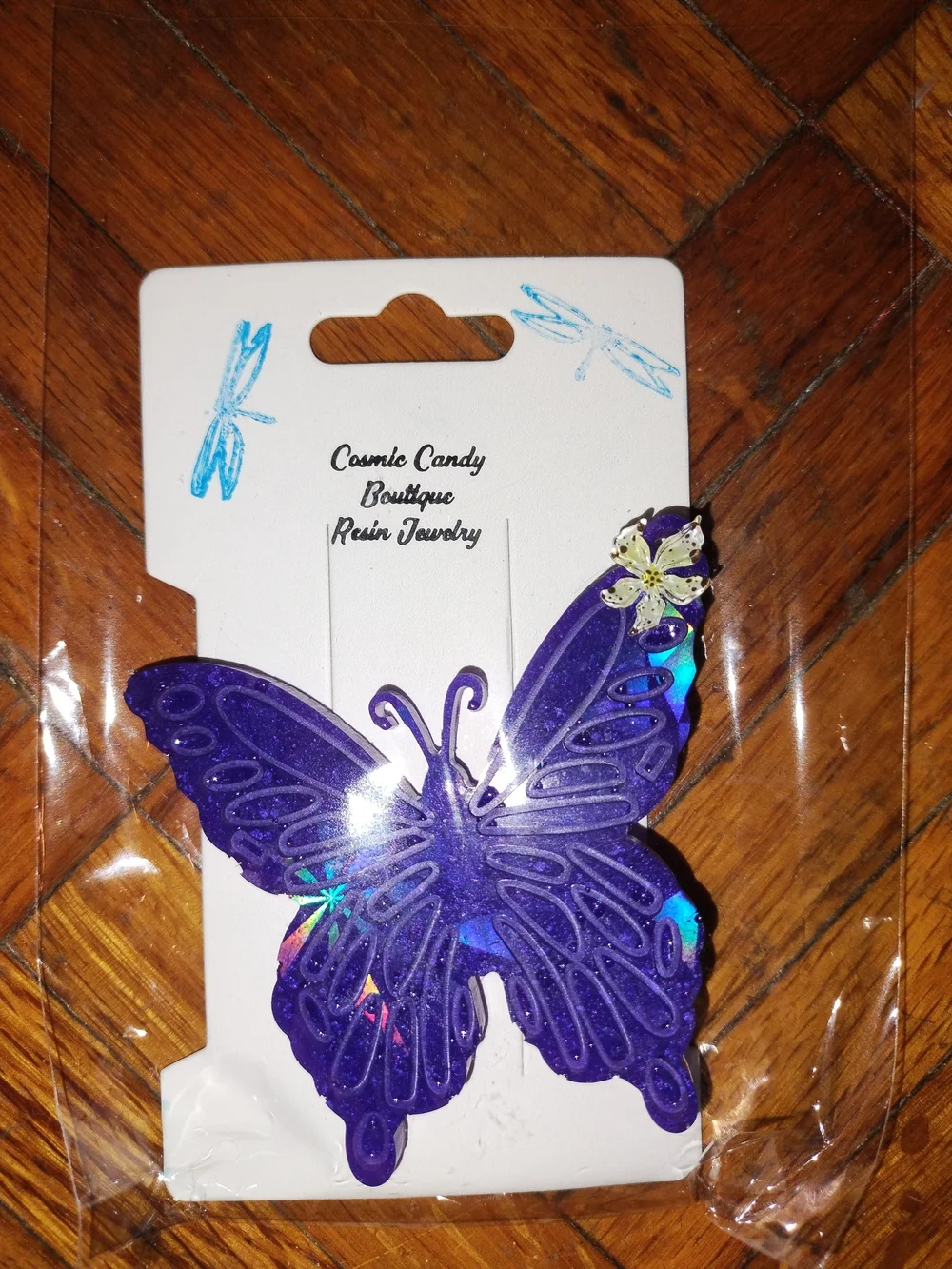 Purple Holographic Butterfly Hair Clip